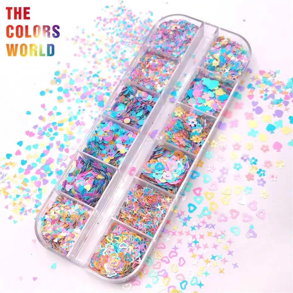 TCT-764 Lovely Kawaii Multi-Colored Nails Glitter Solvent Resistant Ultra Thin Glitter Confetti Glass Fabric Leather Makeup DIY