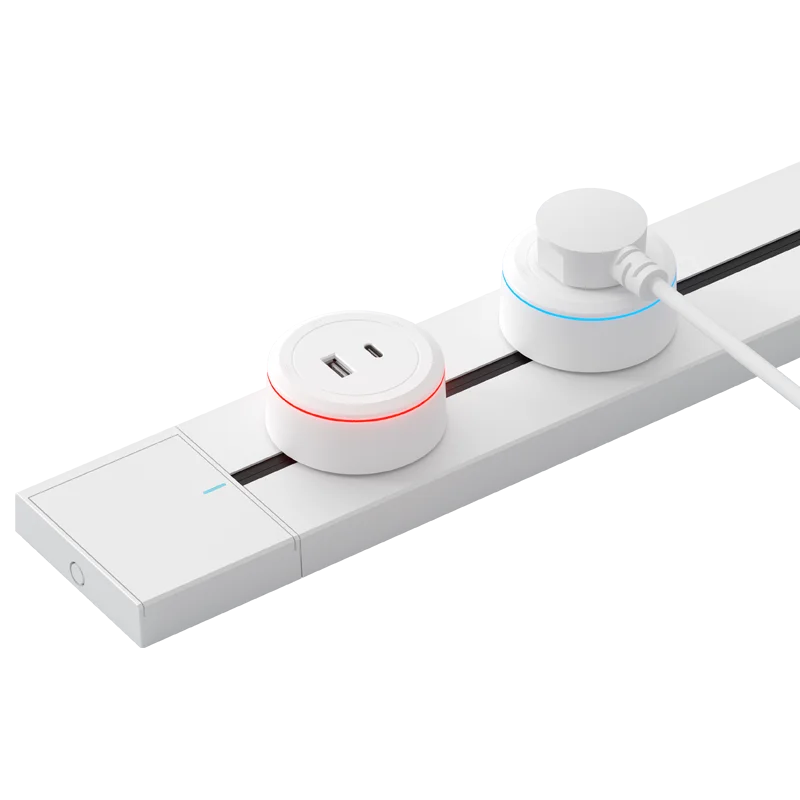 KXN 2024 New Design Q series Power Track Rail System Socket Adapter 13A Electrical Universal UK USB Type C Plugs Track Outlets