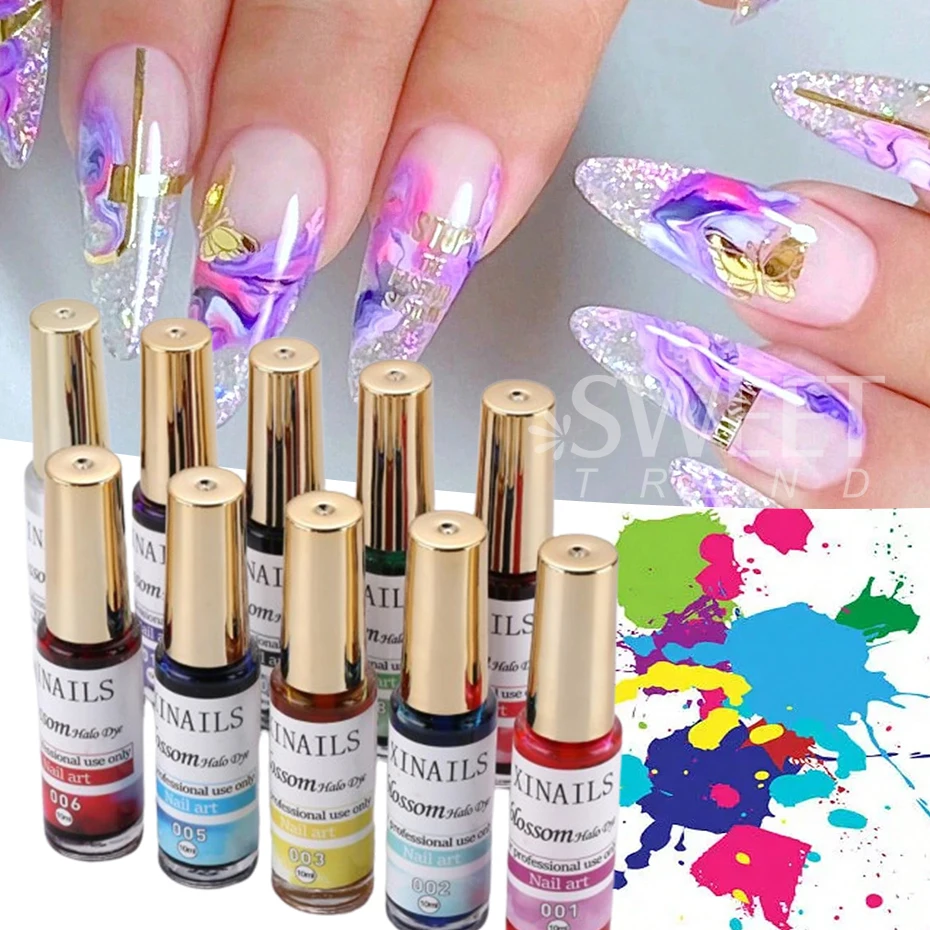 10ml Blooming Nail Gel Polish Marble Watercolor Ink DIY Flower Design Smudge Spreading UV LED Soak Off Manicure Painting Varnish