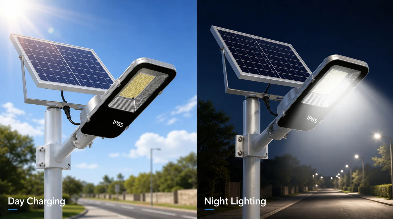Leistungsstarke Solarleuchte für den Außenbereich, Solar-Straßenlaterne, 6000 mAh, wasserdicht, automatische Dämmerung bis Morgendämmerung, Straßenlaterne für Garage, Garten – Detail 2