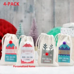 4-PACK Personalised Marry Christmas Gift Bags with Hairball Santa Rudolph Stocking christmas packaging Christmas Decoration xmas