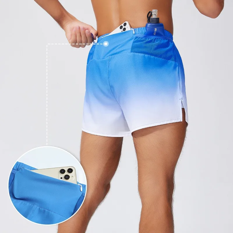 Mens 2-in-1 Quick-Dry Sport Shorts with Back Zipper & Side Mesh Pockets- Beach Board Shorts for Swimming, Surfing, Gym,Running