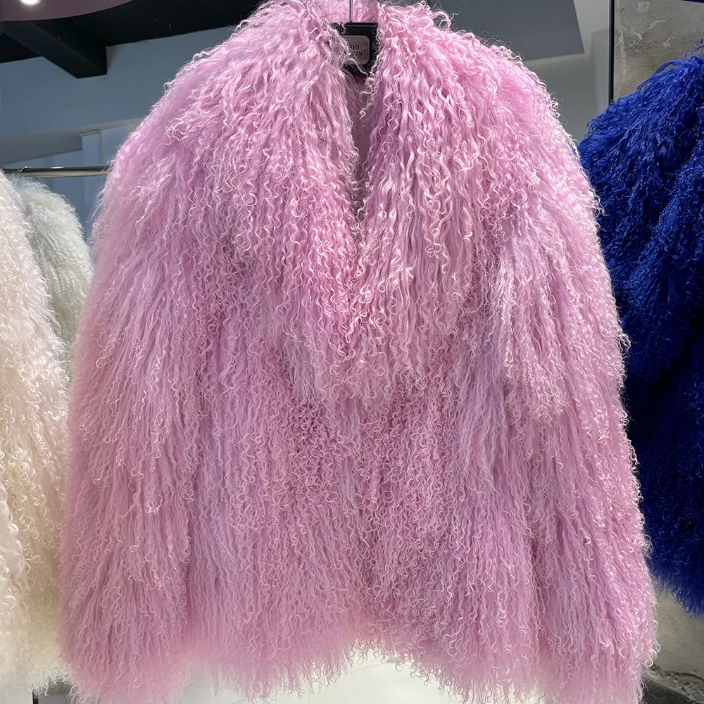 YOLOAgain 2025 Winter Warm Women's Real Mongolia Sheep Fur Jacket Plus Size 8XL Sheep Fur Coat
