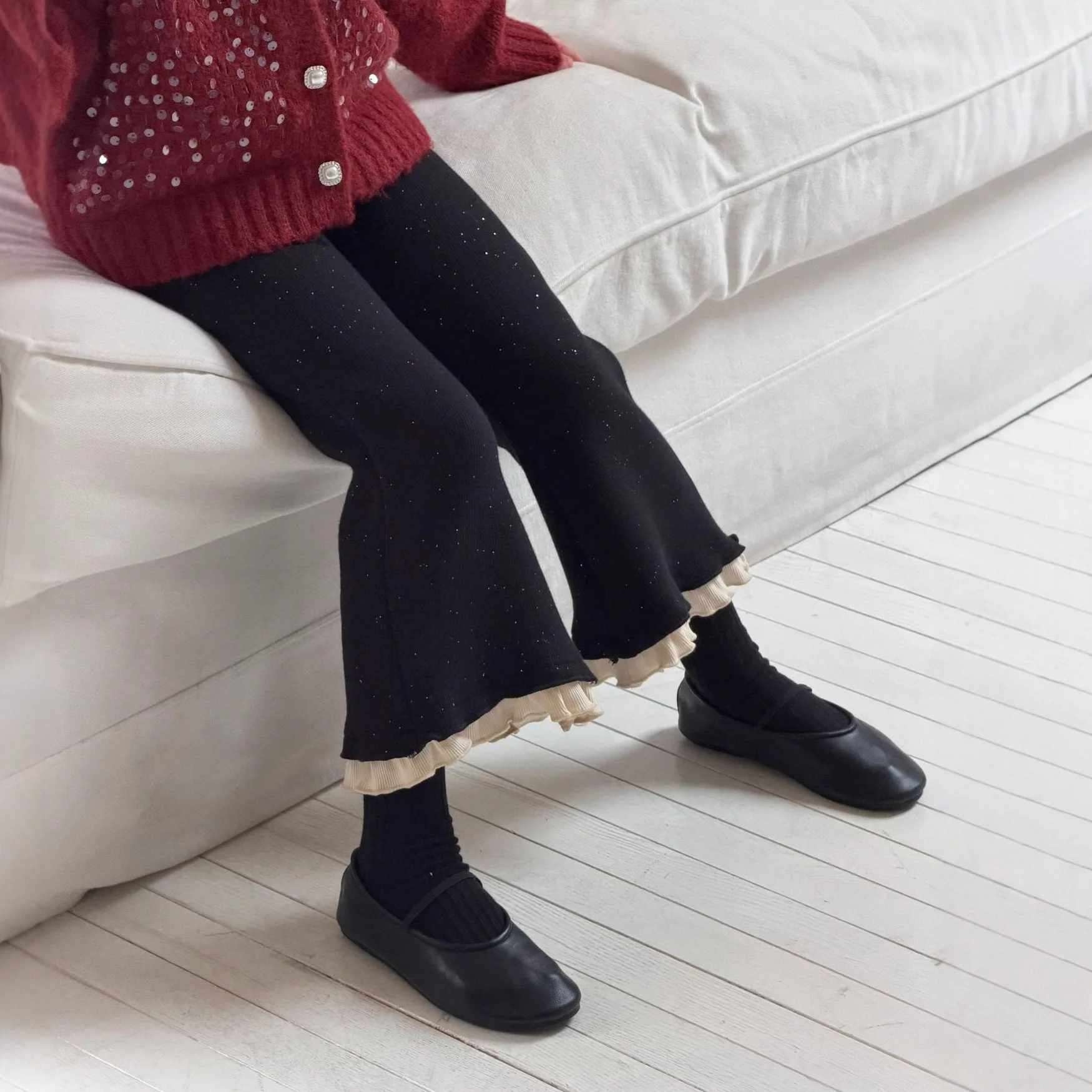 2025 New Winter Clothing Girls' Velvet Bell Pants Lace Alpaca Thickened Trousers Baby Pants Boutique Clothing Simple Style