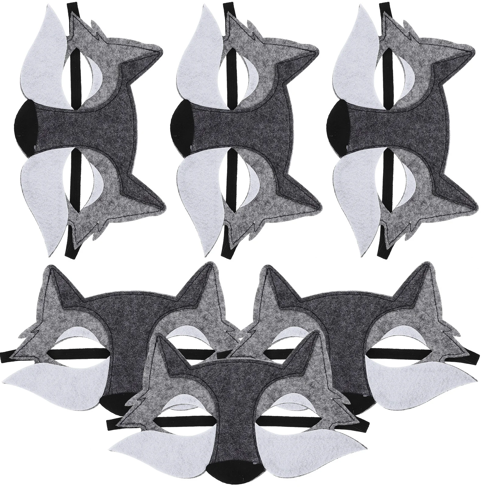 6 Pcs Non-woven Felt Surface Costume Masks Makeup Props Halloween Accessory Animals for Party Wolf