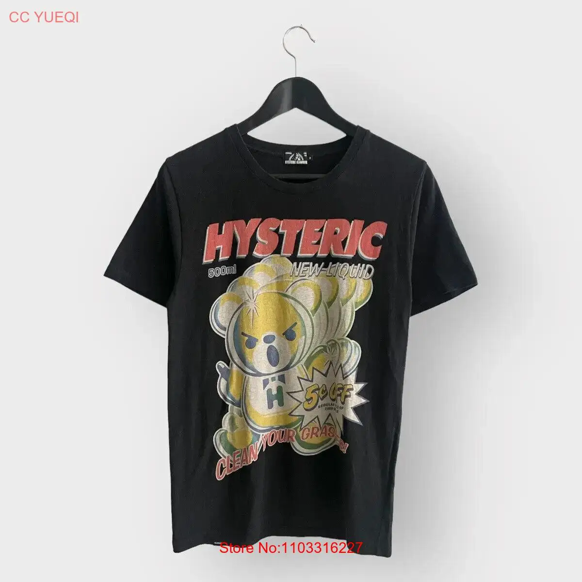 Vtg. Hysteric Glamour Men\'s T-Shirt Bear New Liquid Size S Made In Japan