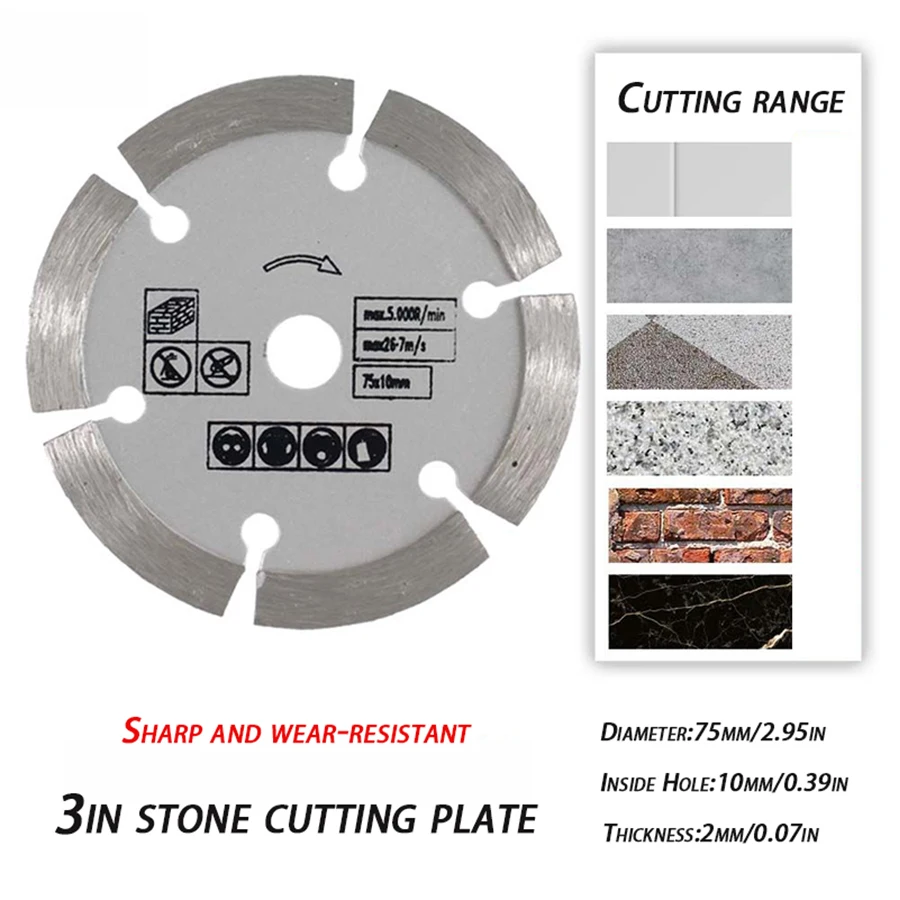 3inch Dolomite Cutting Blade 75*2.0*10mm Grinding Wheel Blade Angle Grinder Sawblade for Cutting Tile Ceramic Concrete Marble