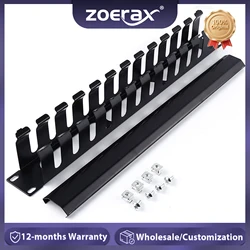 ZoeRax 1U 19 Inch Rack Mount Cable Management- All Metal 24 Slot Horizontal Wire Manager Server Rack Mount Cable Organizer
