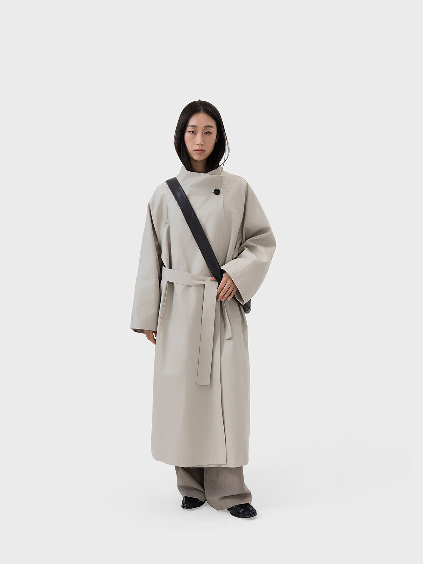 

Seei Water Soft Cotton Coat Only One Button Visible Long Sve Stand Collar Fem Spring Autumn Winter Seasonal Coat