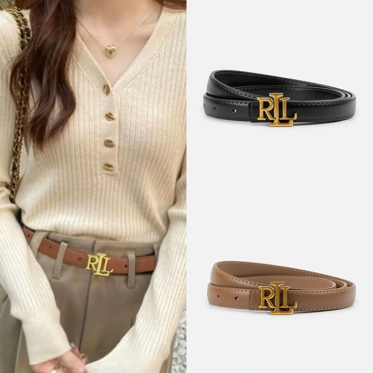 

High-end casual fashion belt Korean version men's and women's universal gold buckle belt retro foreign trade trend racer buckle