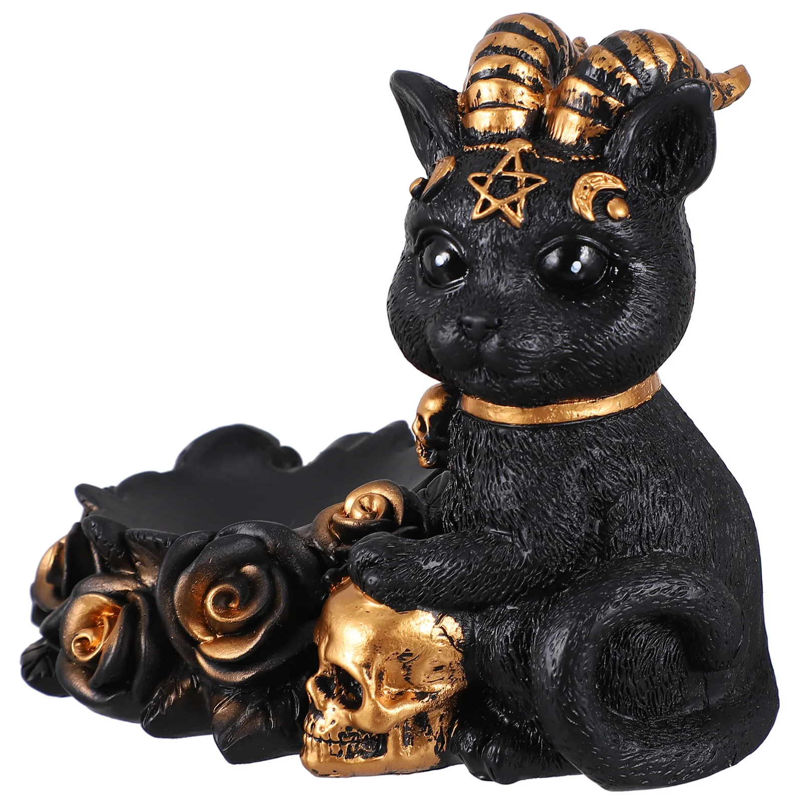 

1pc Black Resin Desktop Decor Sculpture For Crystal Ball Base Home Decoration Ornament Small Cat Statue Tabletop Cat Figure