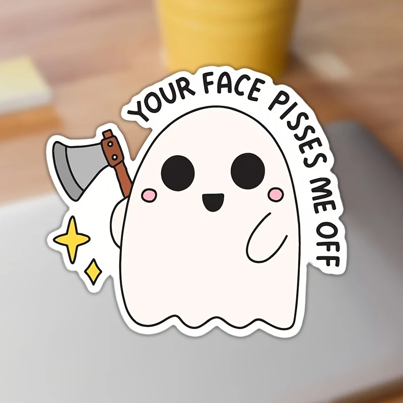

2pcs Funny Removable Vinyl Stickers - 'Your Face Makes Me Mad' for Any Surface