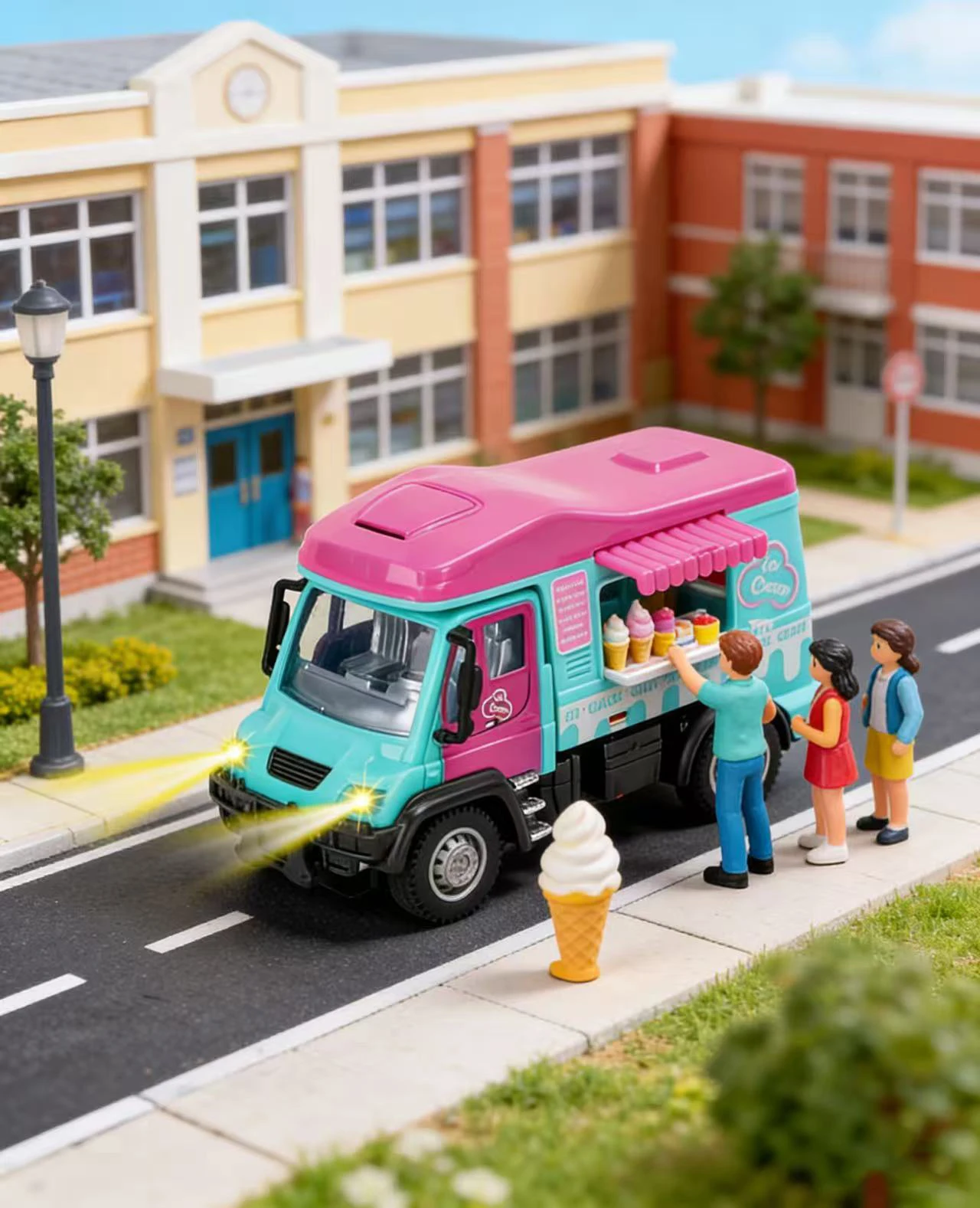 

Remote Control Car, Small Ice Cream Truck, City Transportation Model, Realistic Ice Cream Truck with Lights, Pretend Play Diy, Holiday Gift for Friends