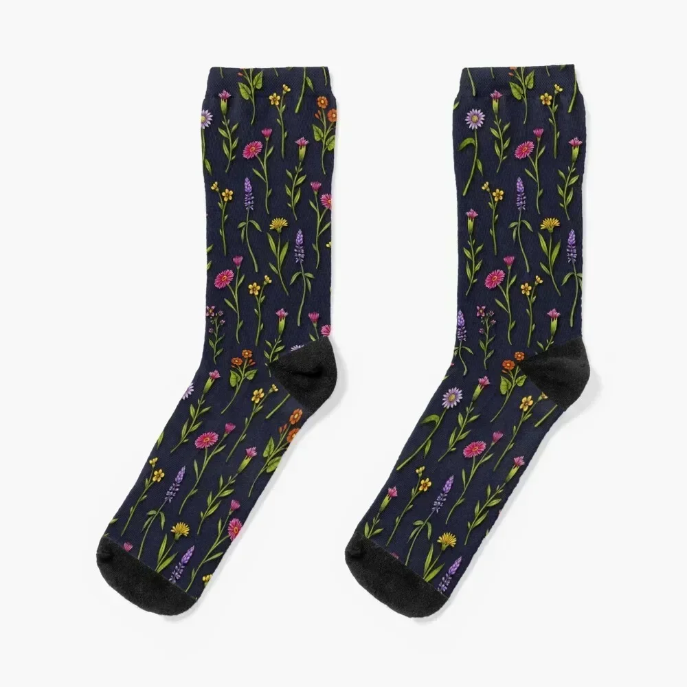 Dainty Wildflowers - Colorful Flower Pattern Socks sheer luxe Lots Socks Male Women's