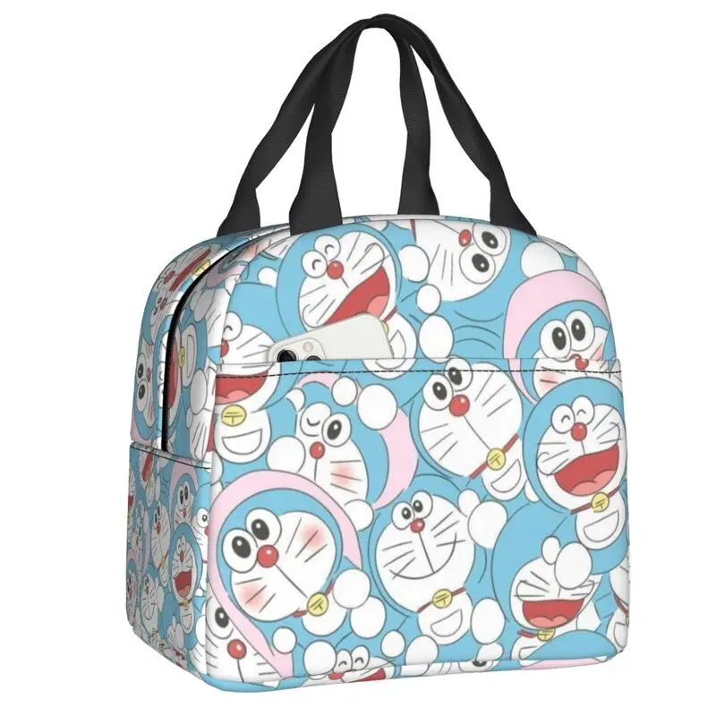 

Custom D-Doraemons Cartoon Resuable Lunch Box for Women Waterproof Thermal Cooler Food Insulated Lunch Bag Kids School Children