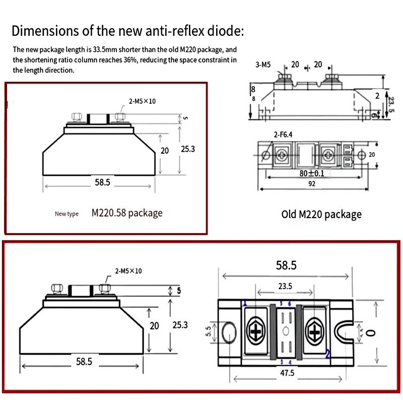 Diodo Anti-reverso pequeno, MD100A, MD5A, 10A, 20A, 25A, 40A, 50A, 100A, 110A, 150A, 1000V, pacote M220.58, MD90A, MD100A1000V