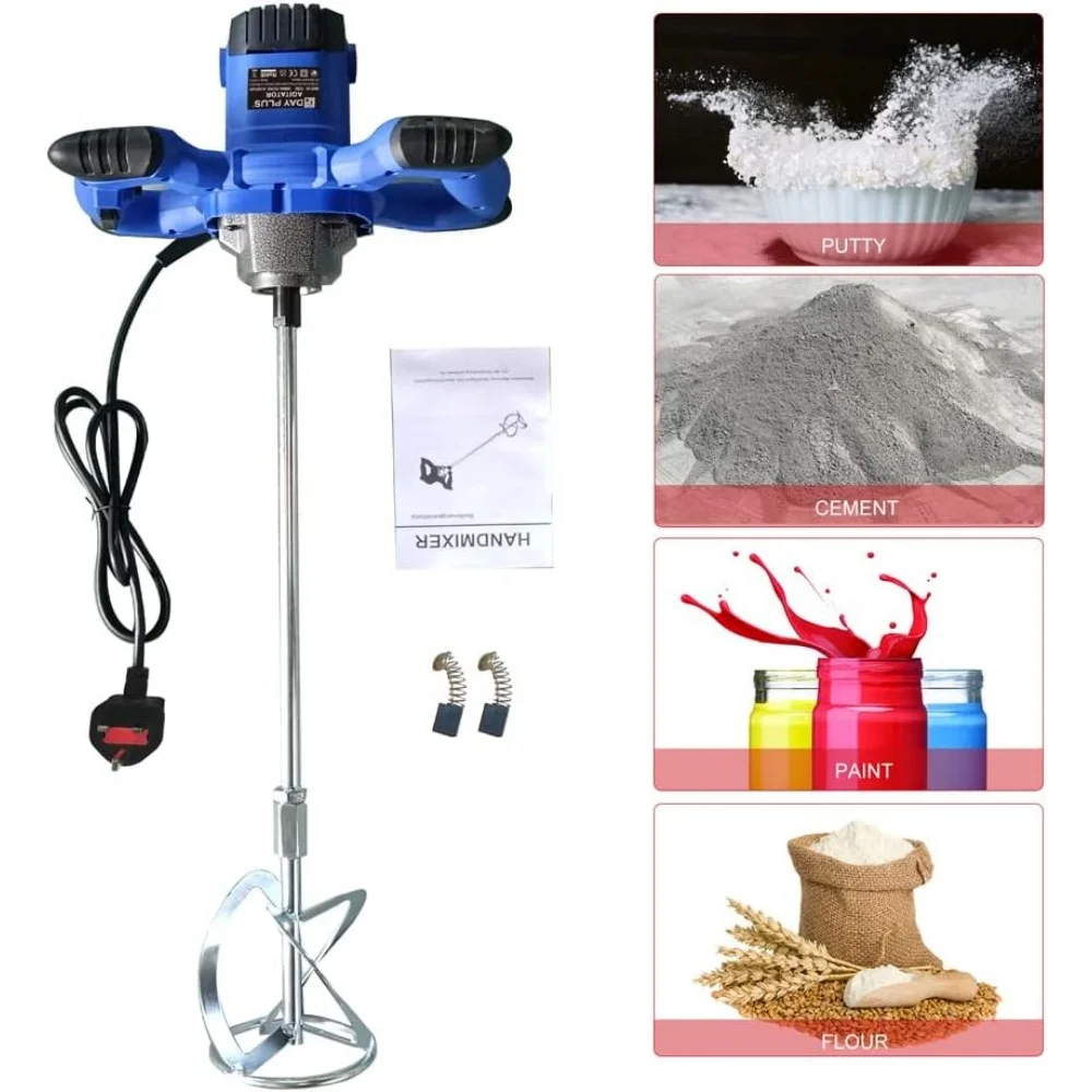 2800W Portable Paddle Mixer 6 Speed, Electric Stirrer Drill Mix Stirring Tool, for Mortar Grouts Paint Cement Plaster Plastering