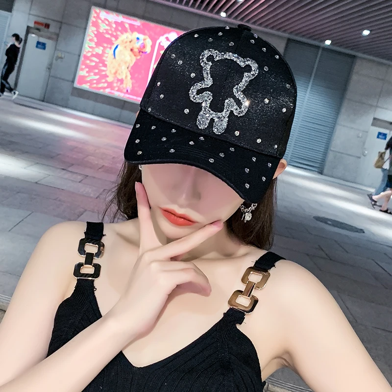 

Rhinestone Hat Female Peaked Cap Korean Fashion All-Match Hot Selling Item to Make Big Face Thin-Looked Sun-Proof Baseball Cap