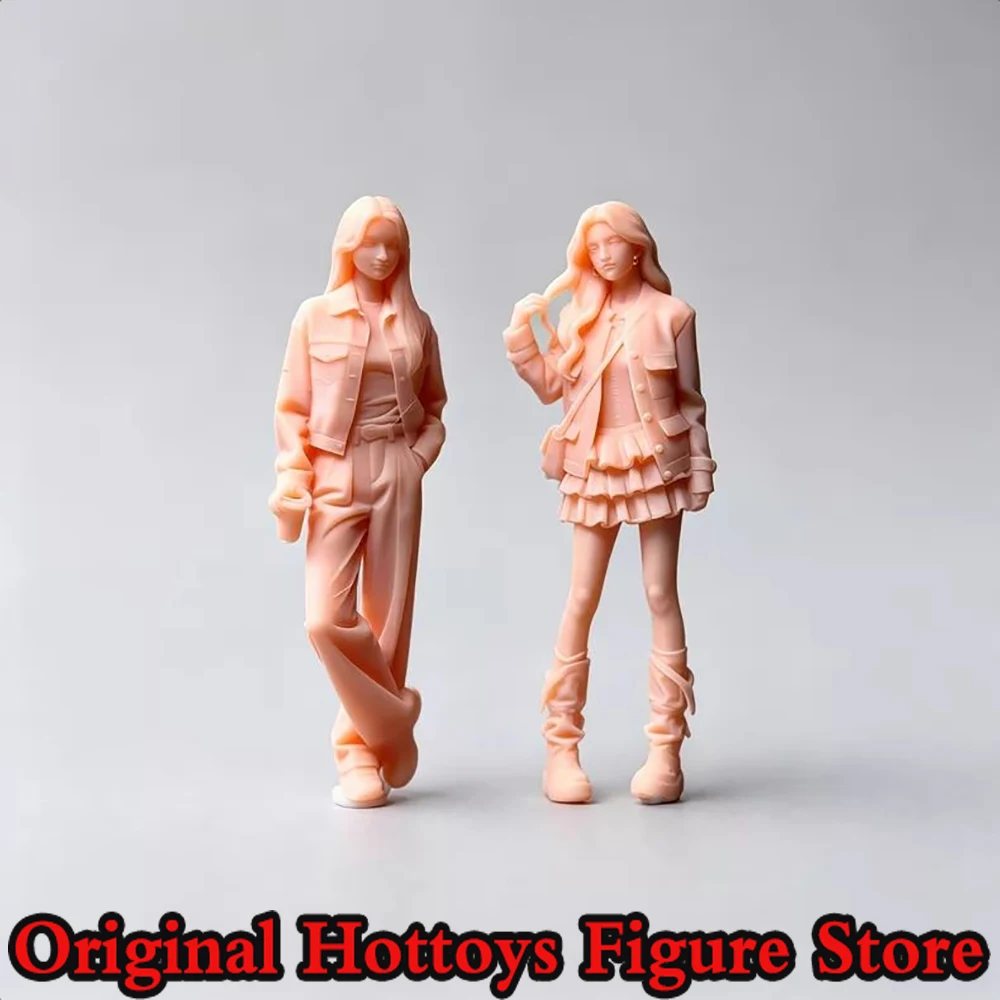 

1/64 Scale Female Soldier Casual Hot Girl Mini Unpainted Sculpture Character Full Set About 2.7cm Action Figure Doll Collection