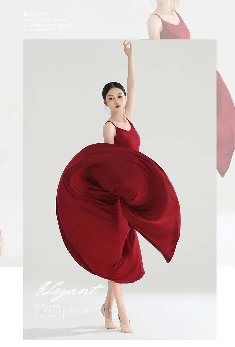 Klassisches Tanzkostüm, Kleid mit breiten Trägern und weitem Rock, fließendes Kleid im chinesischen Stil, modernes Tanzkostüm für Ballett, Damen. – Detail 2