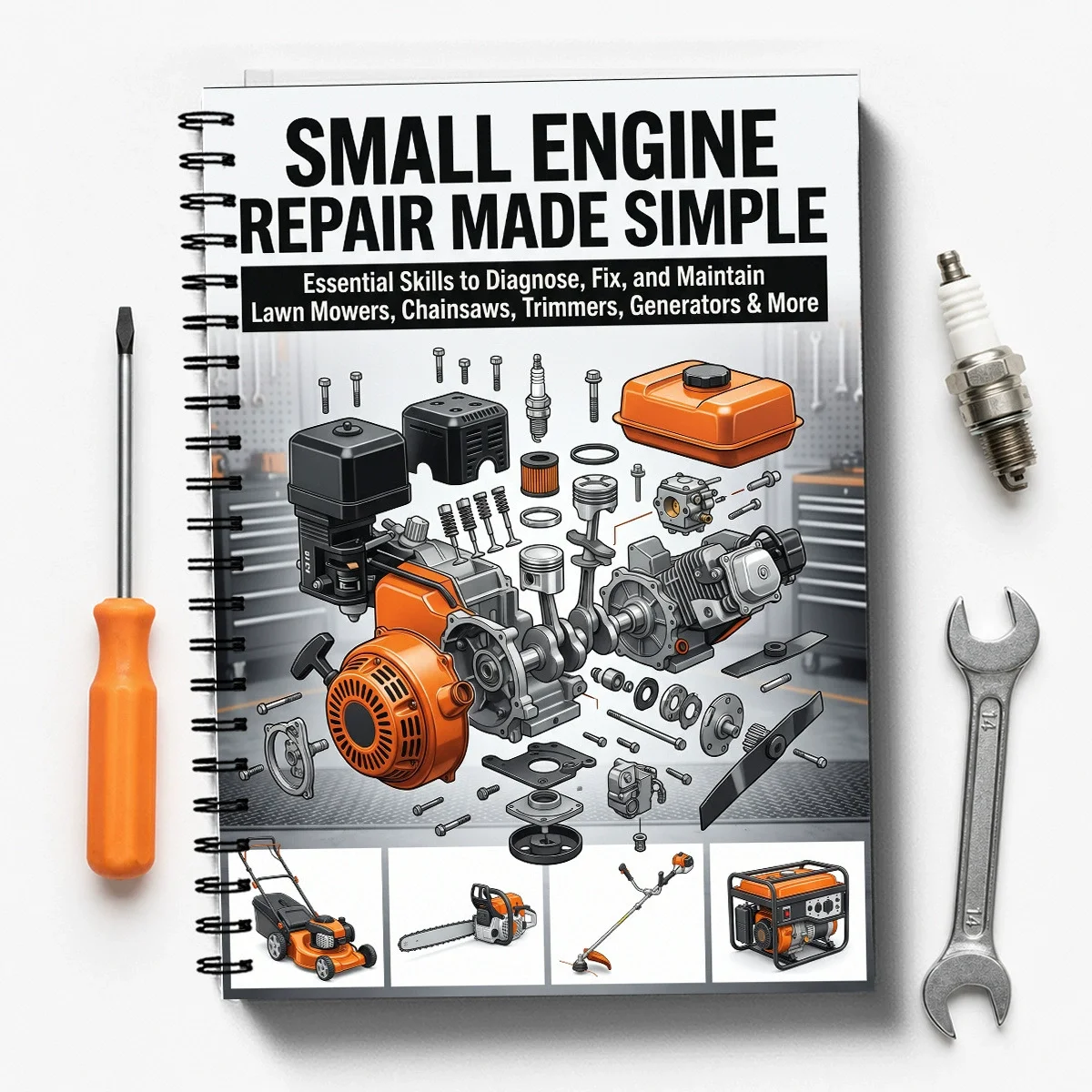 Small Engine Repair Notebook Learn Diagnosis Repair Maintenance Generator Easy Basic Skill Guide Journal Book