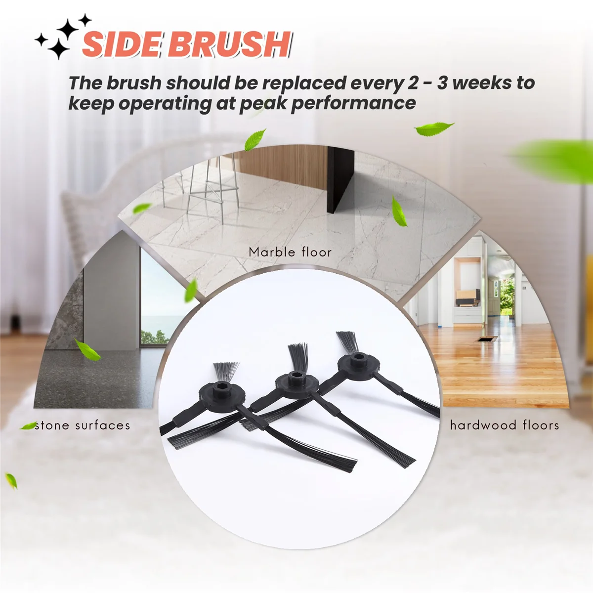 ABBR 10 عبوات من فرشاة جانبية بديلة للمكنسة الكهربائية الروبوتية Ilife V3 V5 A6 A4 A4S