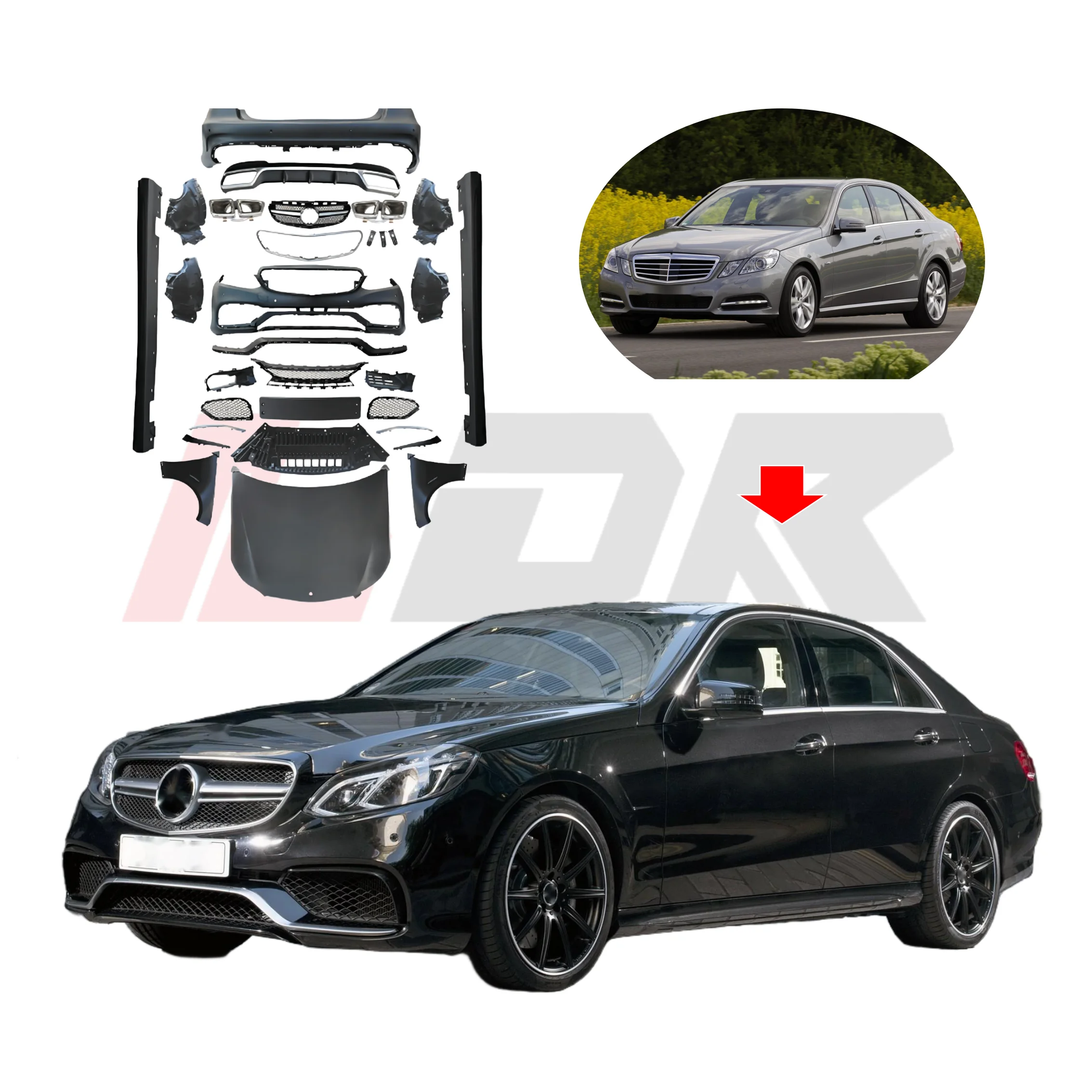 Body kit for Benz W212 2009-2015 change to E63 AMG latest style high quality led headlight taillight bumpers perfect fitment