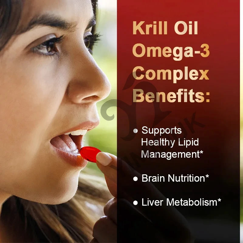 Antarctic Krill Oil Capsules, with Phospholipidwith Astaxanthin, Brain & Heart Health, Omega 3 & EPA & DHA Healthy Food