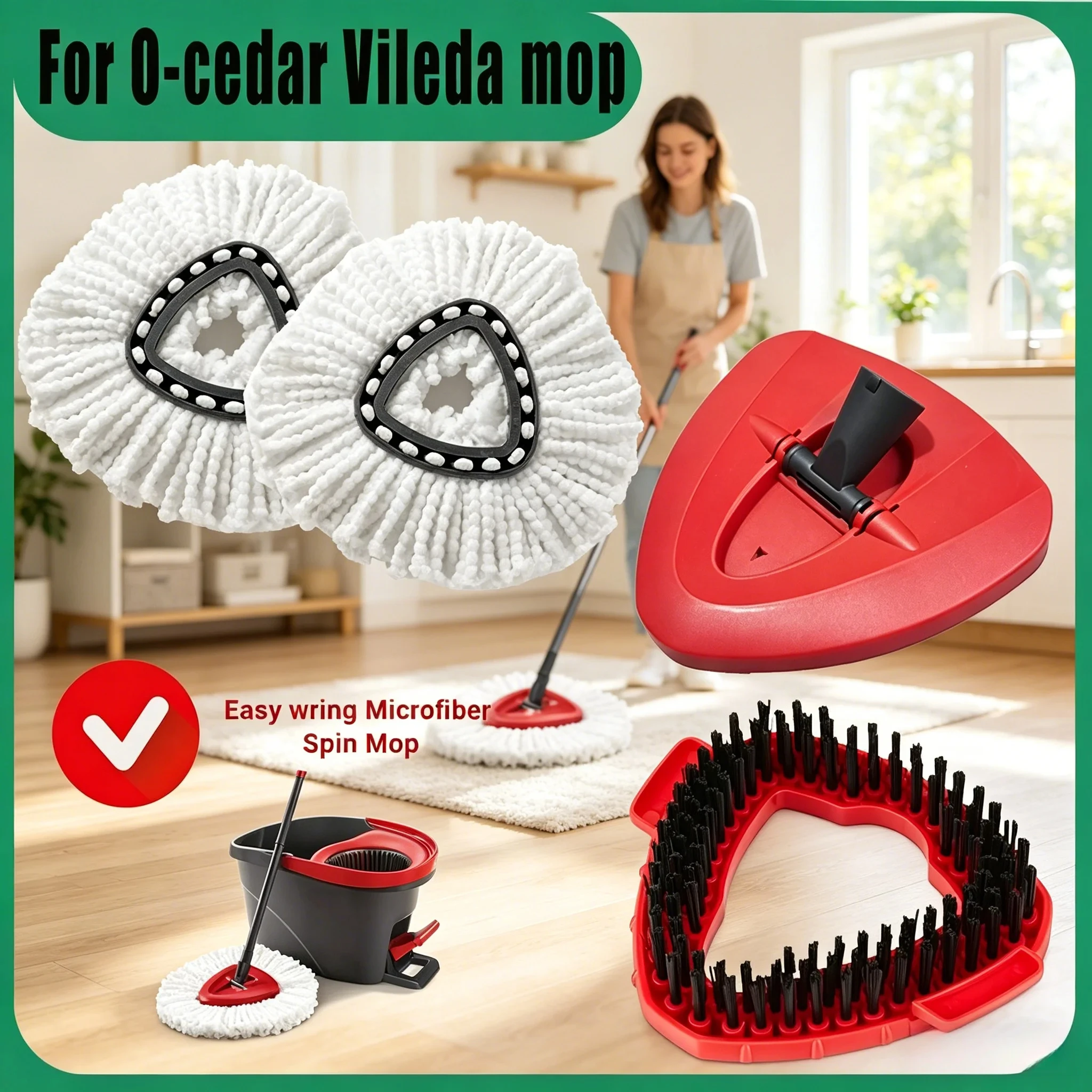 Spin Mop Replacement Head Microfiber Refill Pads Washable Reusable for Vileda O-Cedar EasyWring 1-Tank System Household Tools