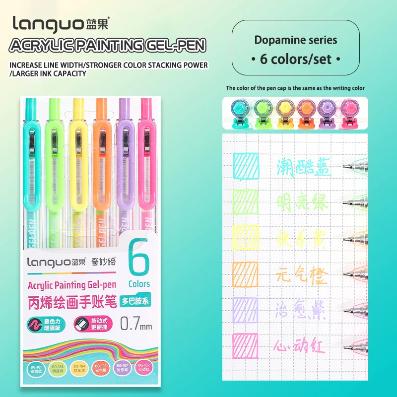 6-90 Farben Languo Acryl-Gelstift-Set, Handbuch-Stift, mehrfarbiger Neutralstift, Schreib- und Zeichenstifte für Schüler, D200 – Detail 16
