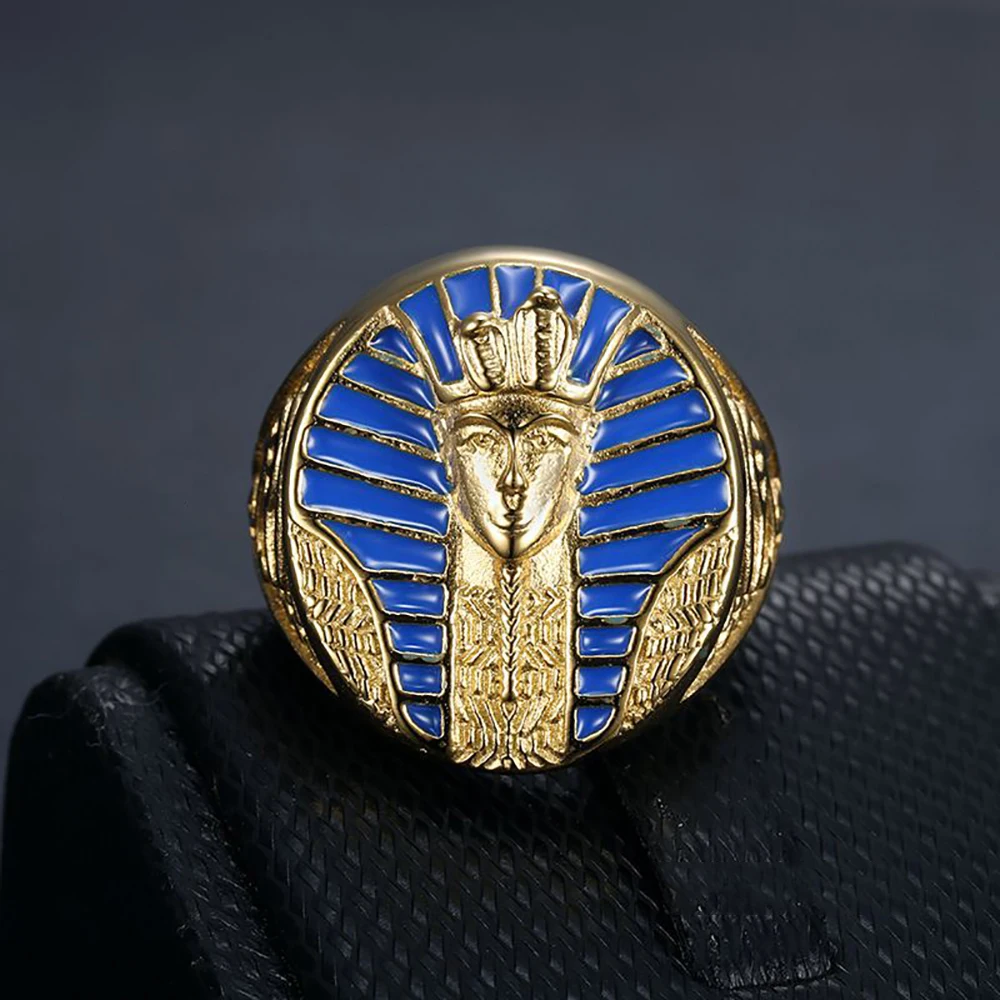 Hip Hop Rock Gold Color Egypti - Mens Signet Ring 评论和价格