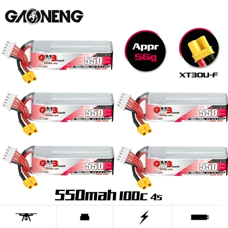 GAONENG MAX 200C 15.2V HV 550mAh 100C Lipo Battery For RC Cars Boats RC Helicopter Quadcopter FPV Racing Drone Spare Parts XT30