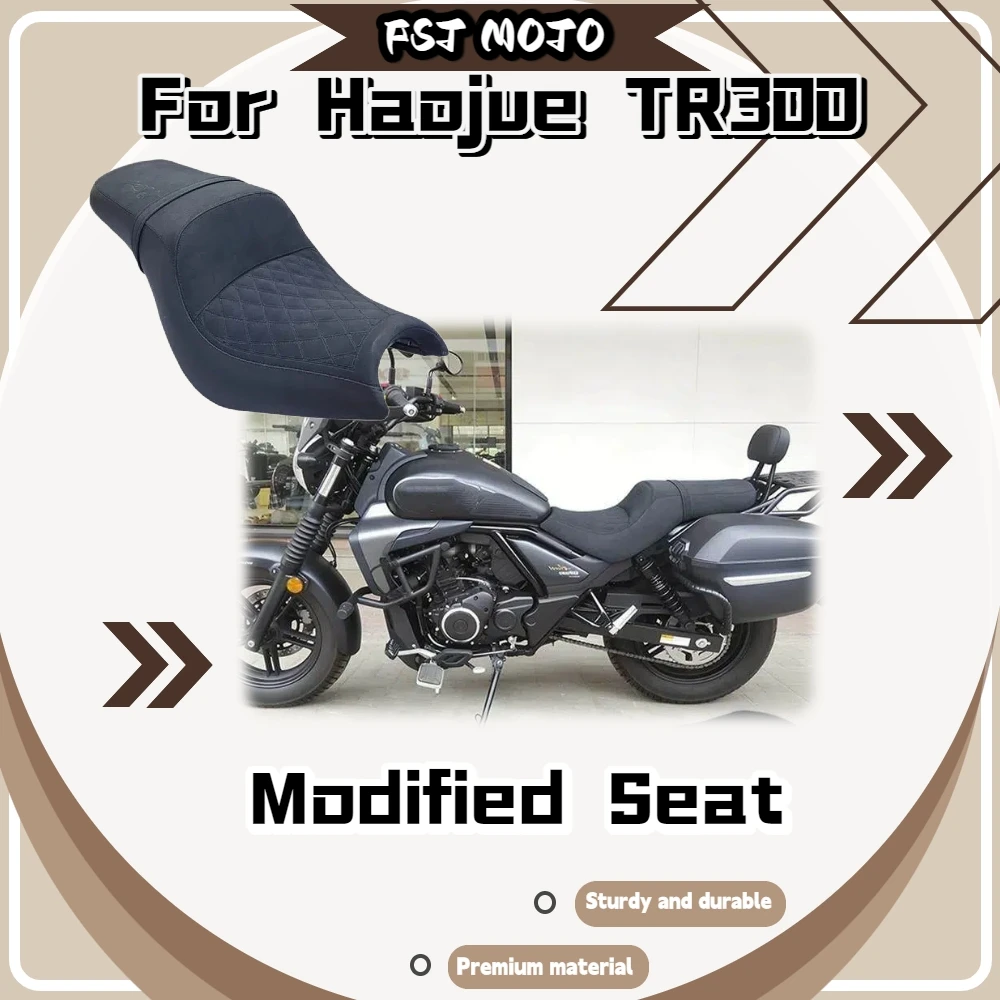 For Haojue TR300 Integrated Double Person Seat Non‑Slip Diamond Texture Dual‑Height Saddle Mod Accessories