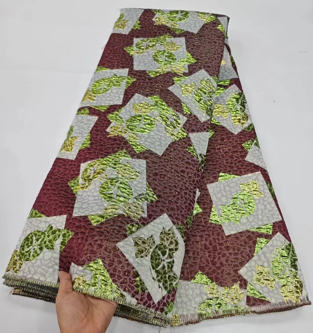 

African Tulle Lace Fabric 2024 Satin Nigerian Brocade Jacquard Lace Fabric for Sewing Wedding Party Dress Women HH5872