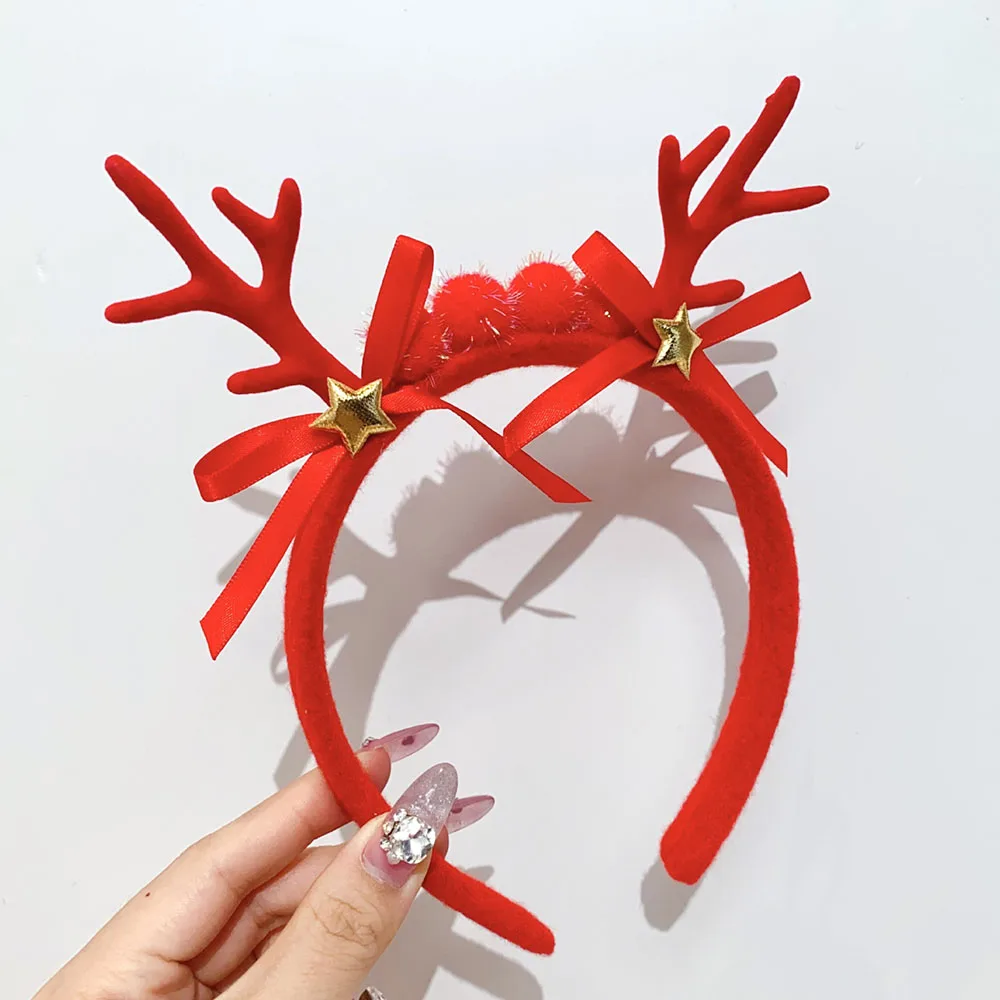 أزياء عيد الميلاد الفتيات الاطفال رباطات تأثيري الكرتون الأيائل ندفة الثلج شجرة هيرباند هدايا حفلة عيد الميلاد إكسسوارات الشعر #4