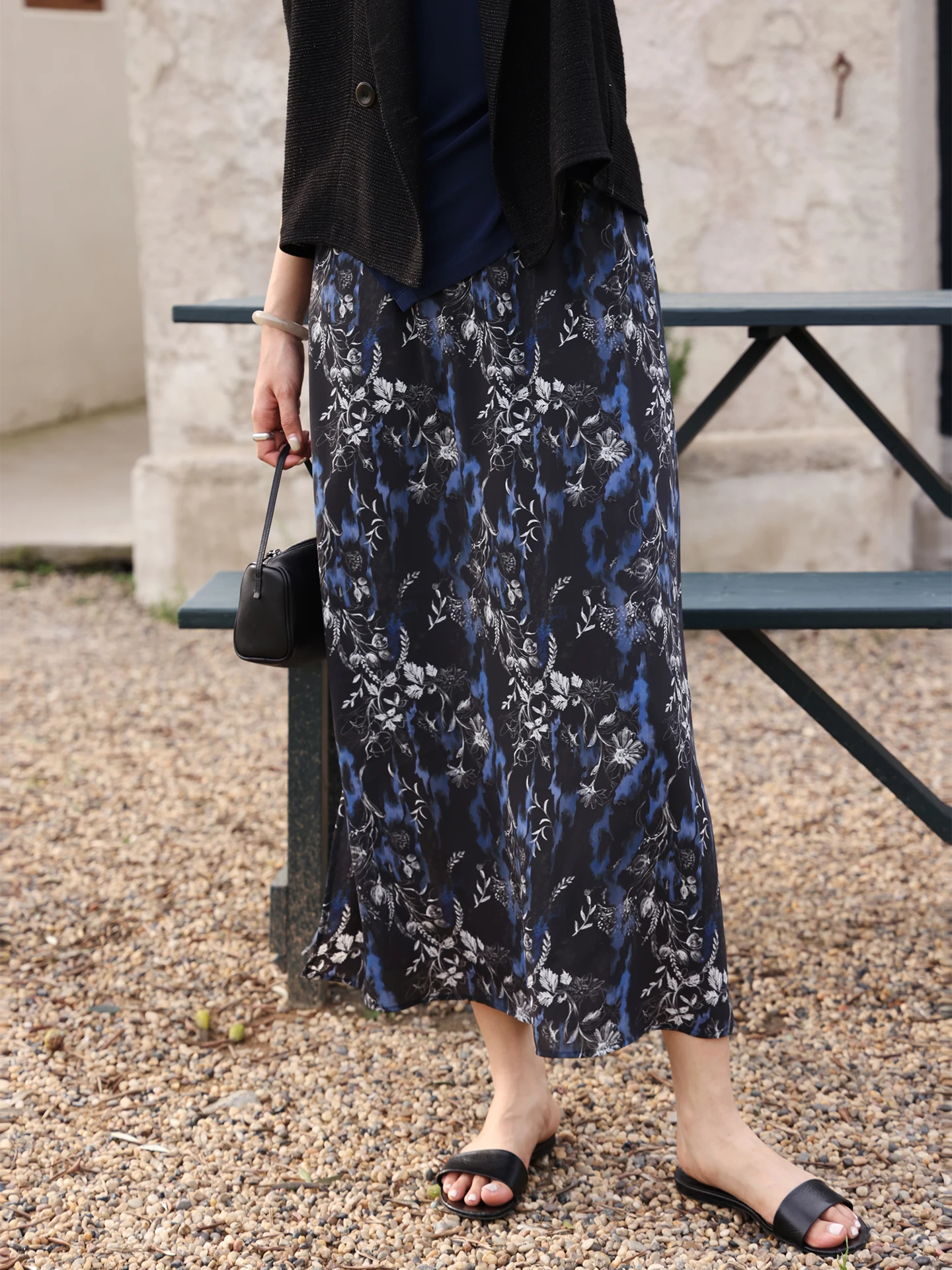 

Ретро-юбка с цветным принтом, женская, с высокой талией, прямая, длинная, летняя, новая, с боковым разрезом, стройнящая