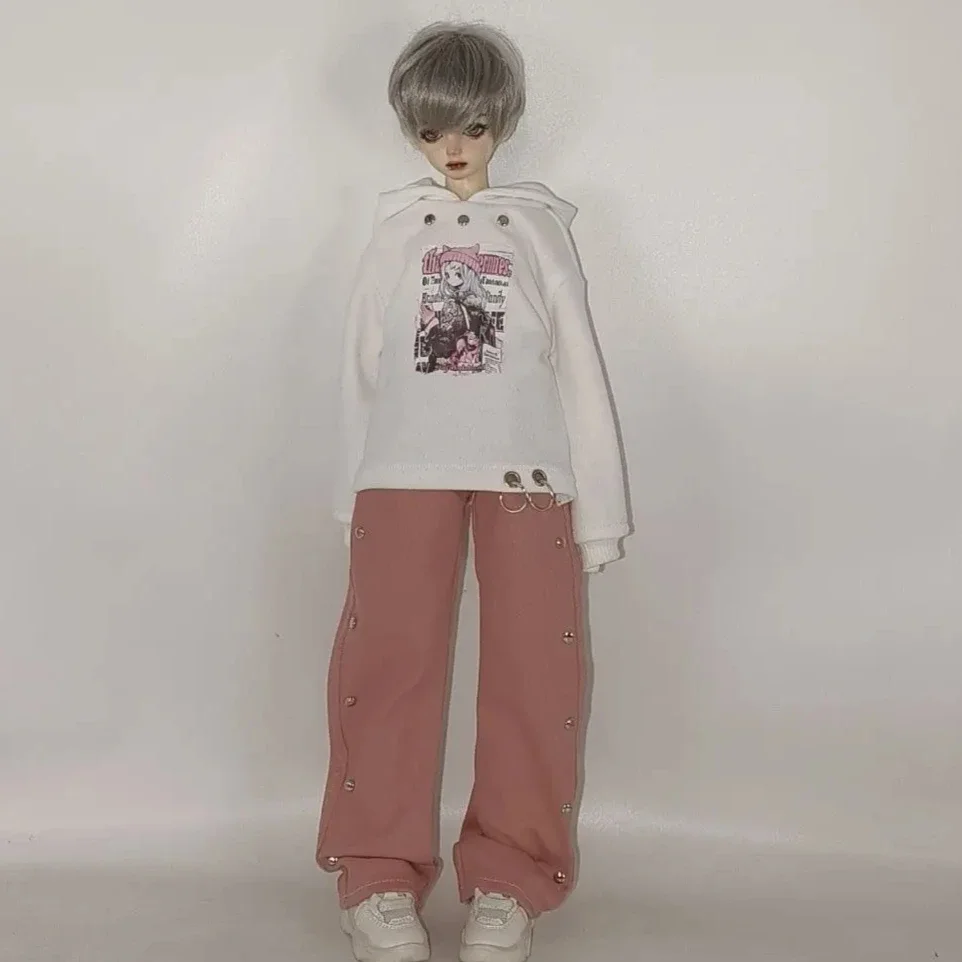 

1/4 Doll's Clothes Suit for 45cm Bjd Doll Play House Toys Rabbit Ear Hoodie with Pants Set Dress Up Doll Accessories, No Doll