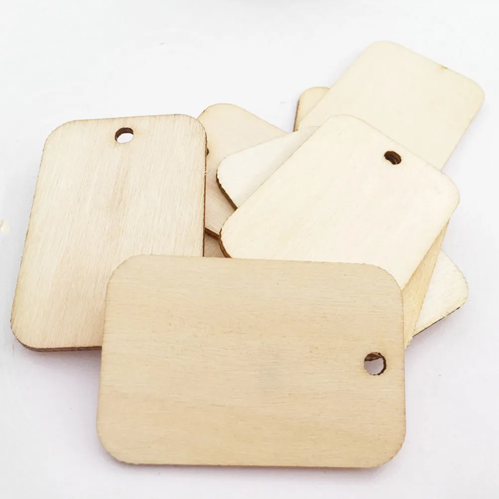 153Pcs Wooden Square Hanging Tags DIY Wood Tag for Wedding Party Home Decoration Message Labels Wood Tag Leaving Message Labels