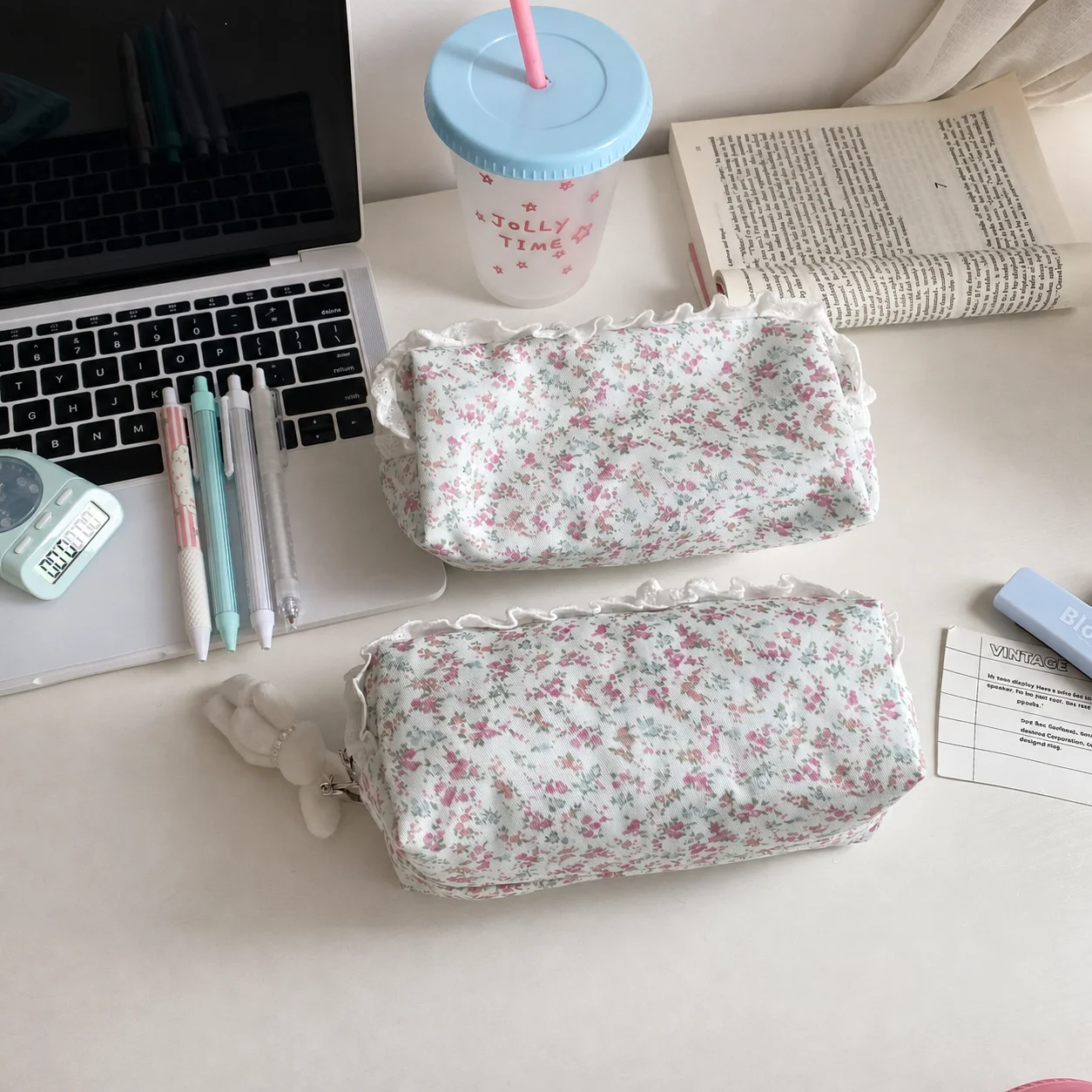Floral Pencil Case Large Capacity Lace Trim Pencil Case Large Capacity Pencil Case Lace Trim Floral Stationery Pouch For Library