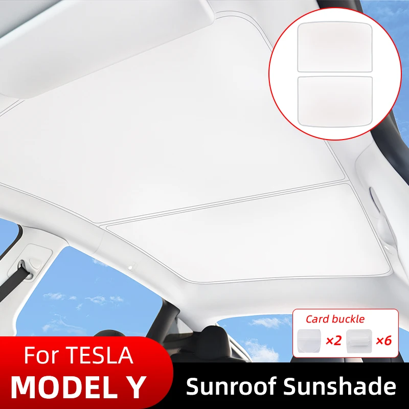 For Tesla Model Y sunshade glasses, glass roof new upgraded ice cloth front and rear sunroof sunscreen car accessories 2021-2023