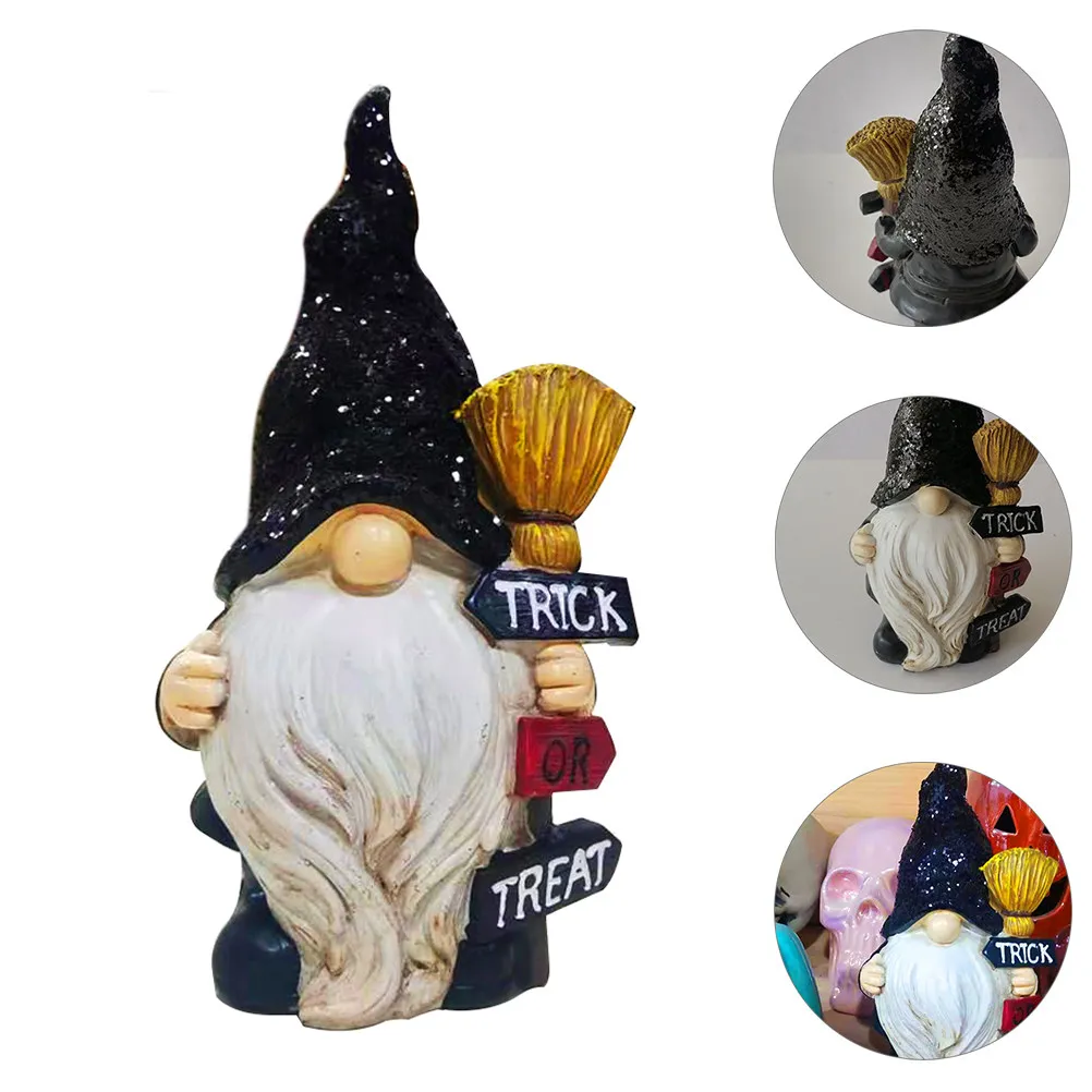 Resin Gnome Decoration Halloween High Quality Detailed Workmanship Safe Non Toxic Long Service Life Home Office Hotel Coffee