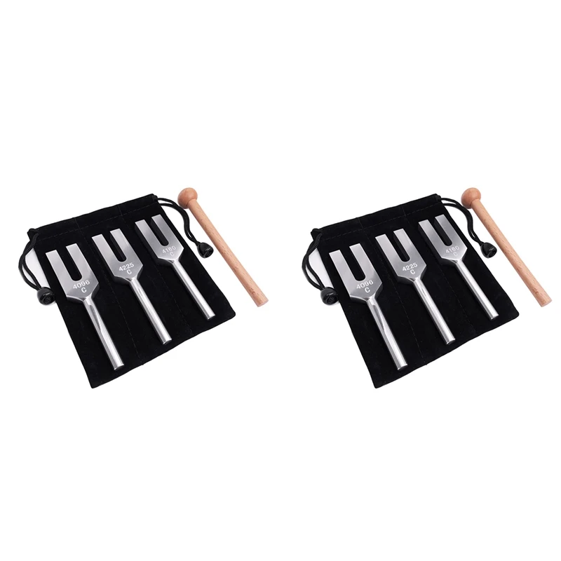 

2 Set Tuning Forks Set 4096 Hz 4160 Hz 4225 Hz Tuning Forks Set Tuning Fork With Wooden Hammers And Cloth Bag Style 2