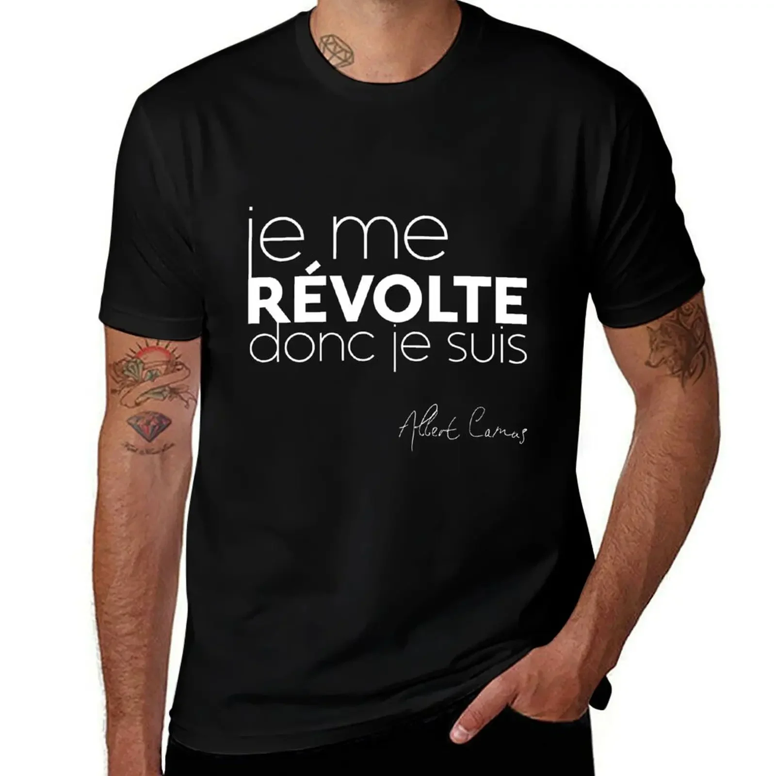 Je me revólte, donc je suis - Albert Camus T-Shirt shirts graphic tees oversized t shirt cheap stuff Man t-shirt men clothings