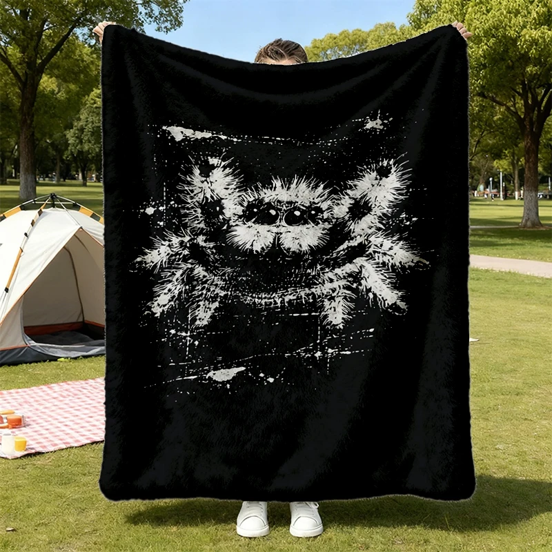 Jumping Spider Flannel Throw, Grunge, Punk, Womens, Mens, Unisex Colors Flannel Blanket