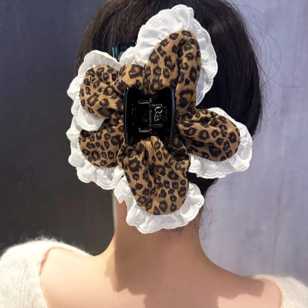 

Elastic Korean Style Leopard Flower Scrunchies Denim Oversize Large Hair Claw Hair Tie Hair Rope Exaggerated Hair Ring party