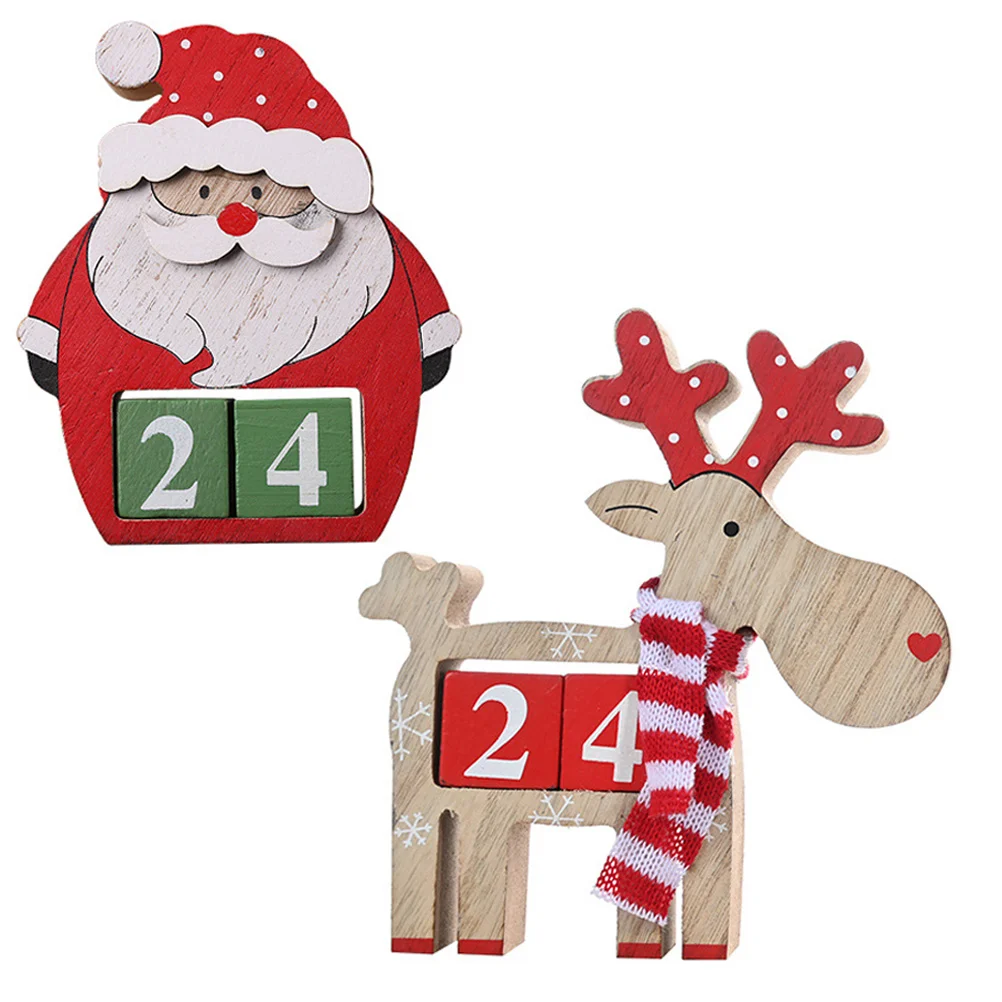

Christmas Wooden Calendar Ornament Decor Decors Decorations Perpetual Desk Supplies Office
