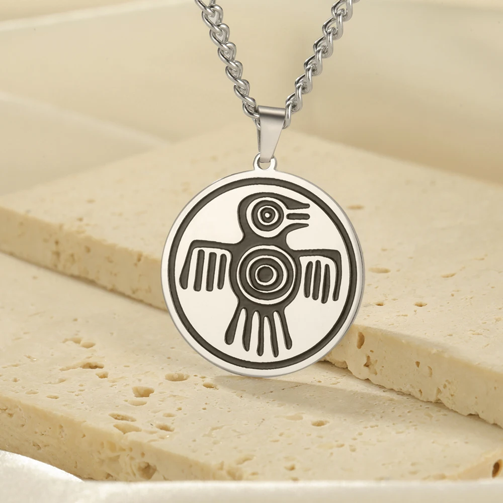 Dawapara aztekischen Geist Vogel Symbol Halskette Maya Kultur Kraft Stärke und Mut Amulett Anhänger Edelstahl Schmuck – Detail 12
