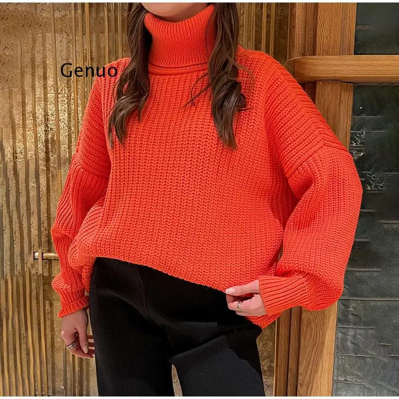 Oversized Sweater Women Turtleneck Jumpers Long Sleeve Winter Thick Pullover Female Loose Casual Knitted Lady Sweaters Knitwear