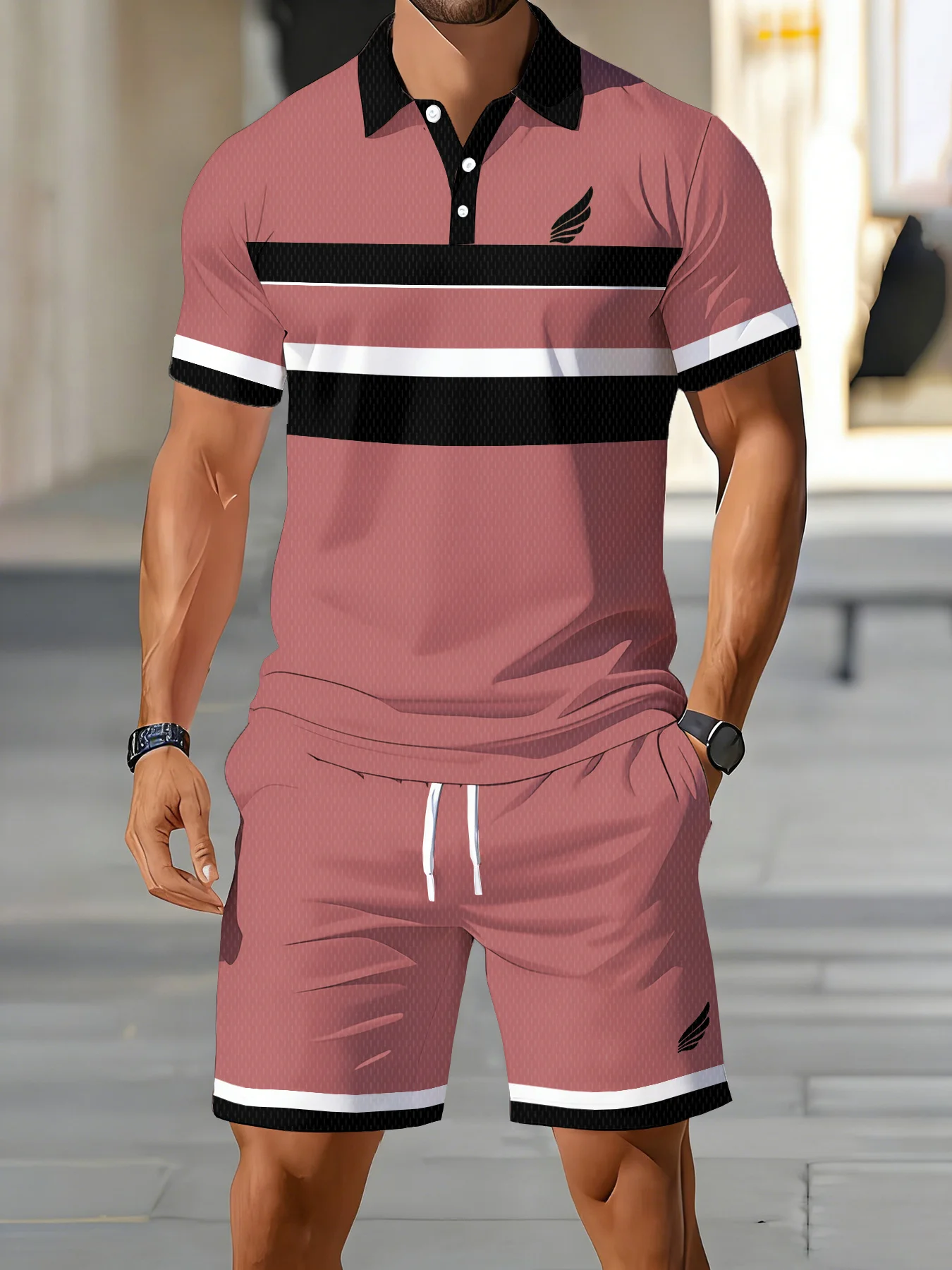 2026 Summer Men's Polo Shirt Set - 3D Printed Design Breathable Lightweight Comfortable Fashionable Outdoor Men's Clothing view 5