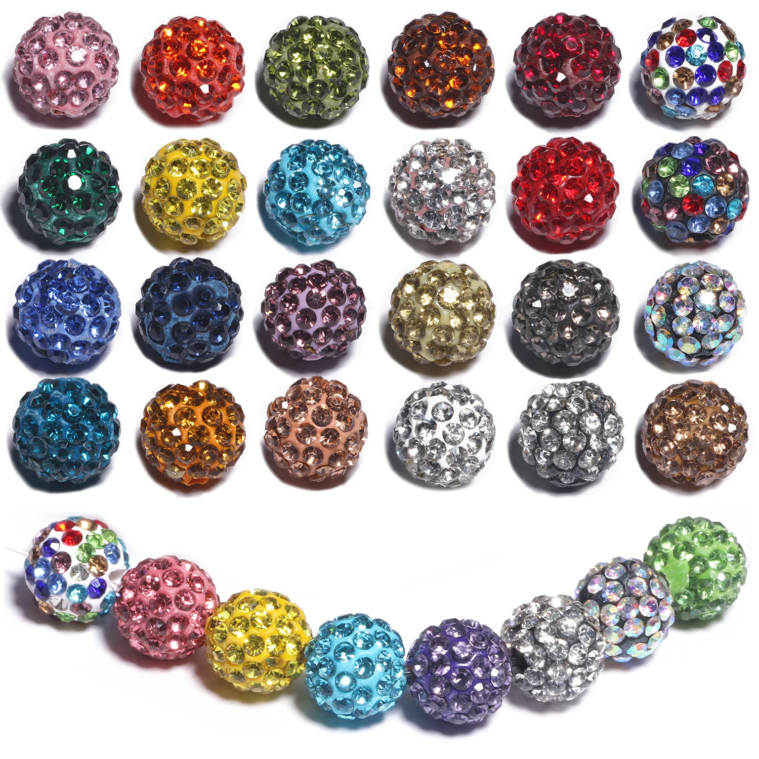 Wholesale 6mm 8mm 10mm Round Fashion Rhinestone Crystal Beads Summer Beads Diy Bracelet Bohemia Women Jewelry Making Accessories